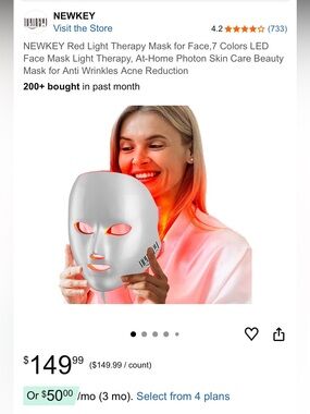 NWT Red Light Therapy LED Face Mask for Women Skincare